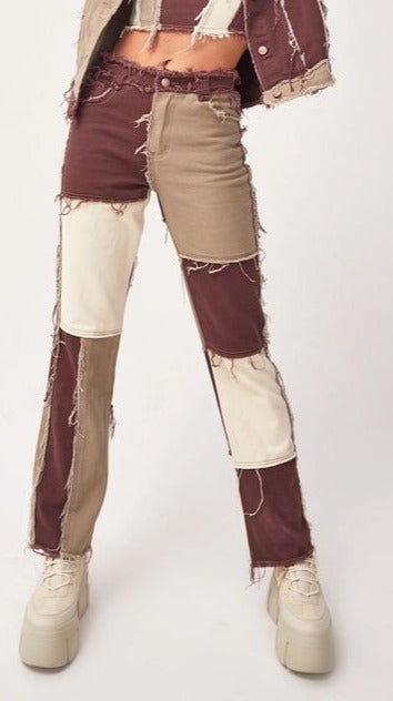 mixed square Denim Cotton pant