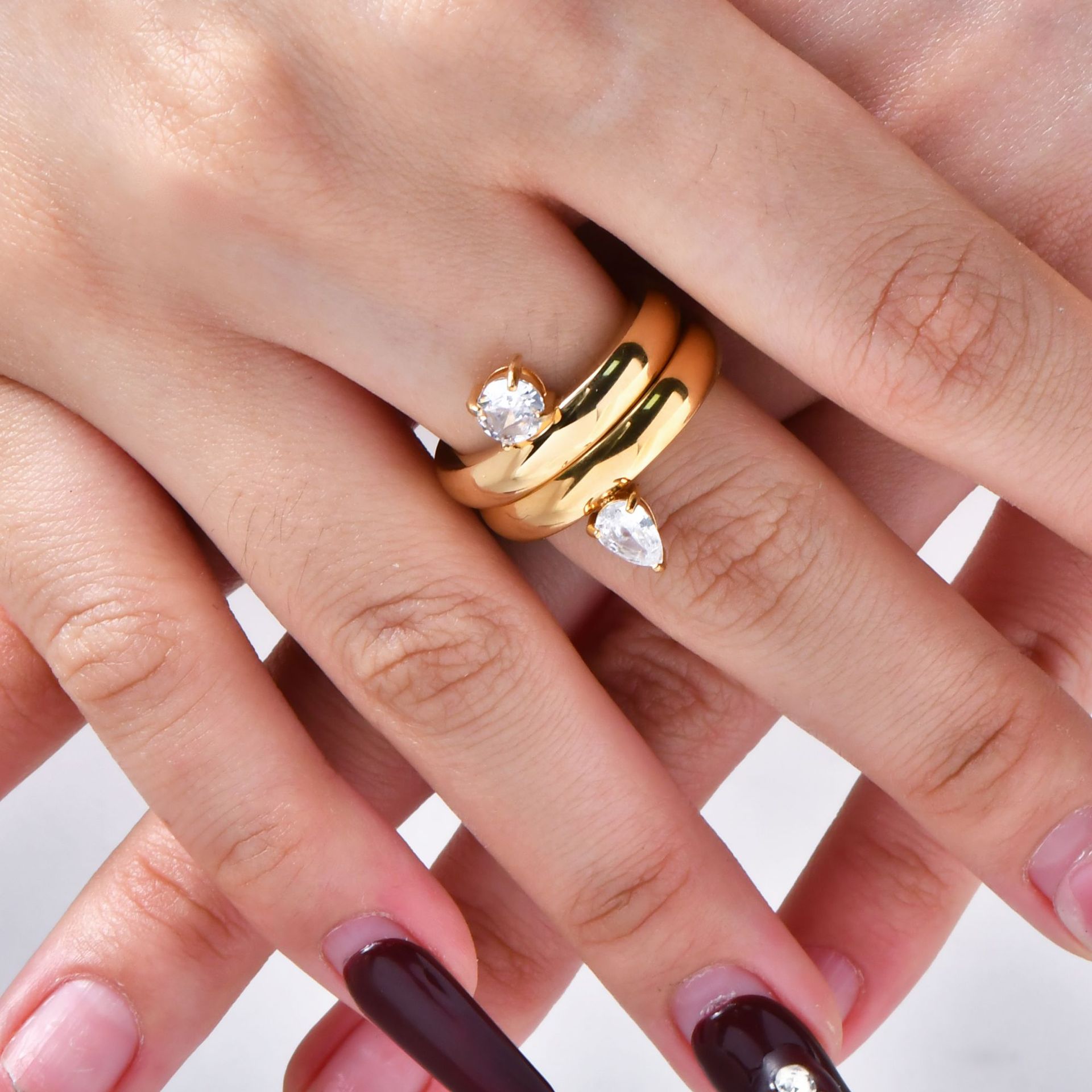 Zircon Brushed Ring Unisex Retro Minority High-grade Light Luxury All-match Earrings