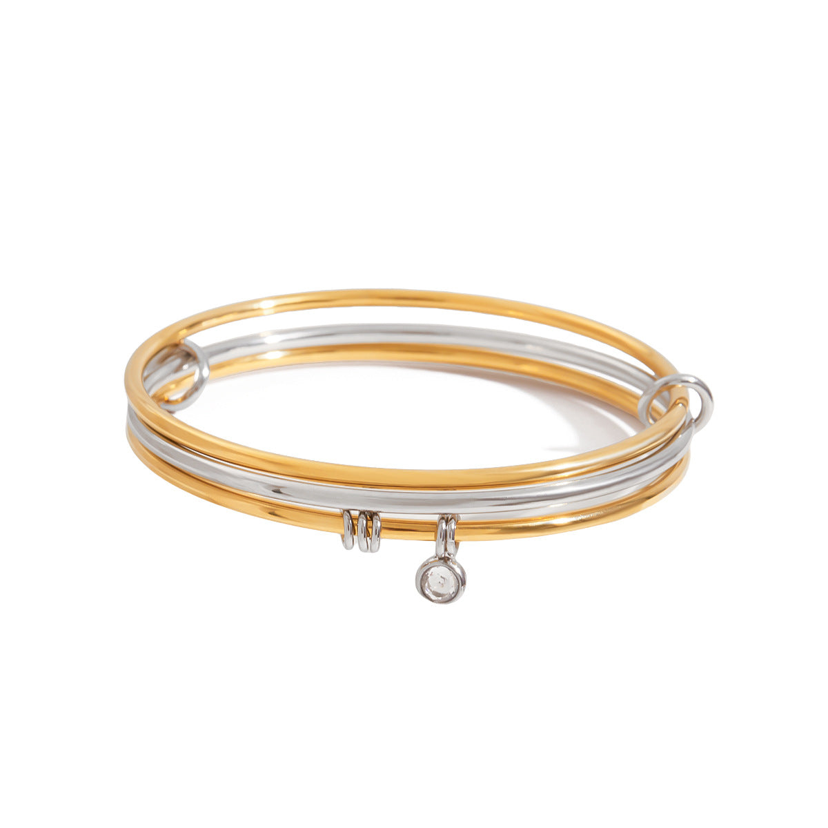 Gold-Plated Stainless Steel Stacked Plain Hoop Bracelet For Women