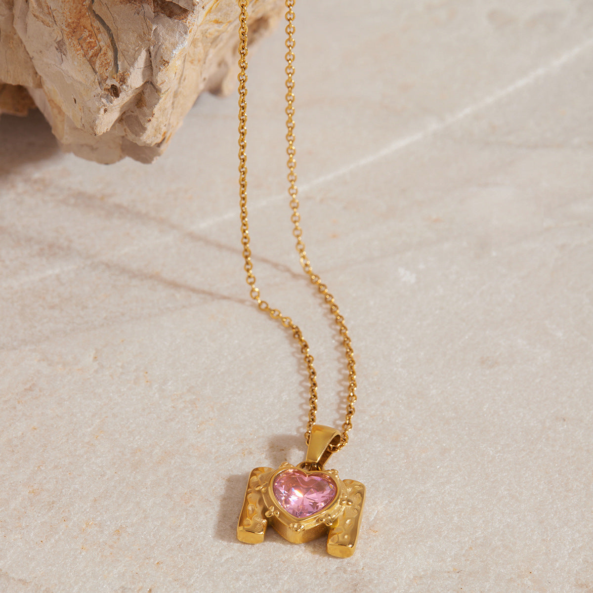 Stainless Steel Love Zircon Hammer M Letter Pendant