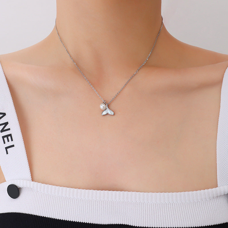 Fashion Upscale Jewelry Pearl Whale Tail Cameo Shell Charms Chain Choker Necklaces Pendants For Women