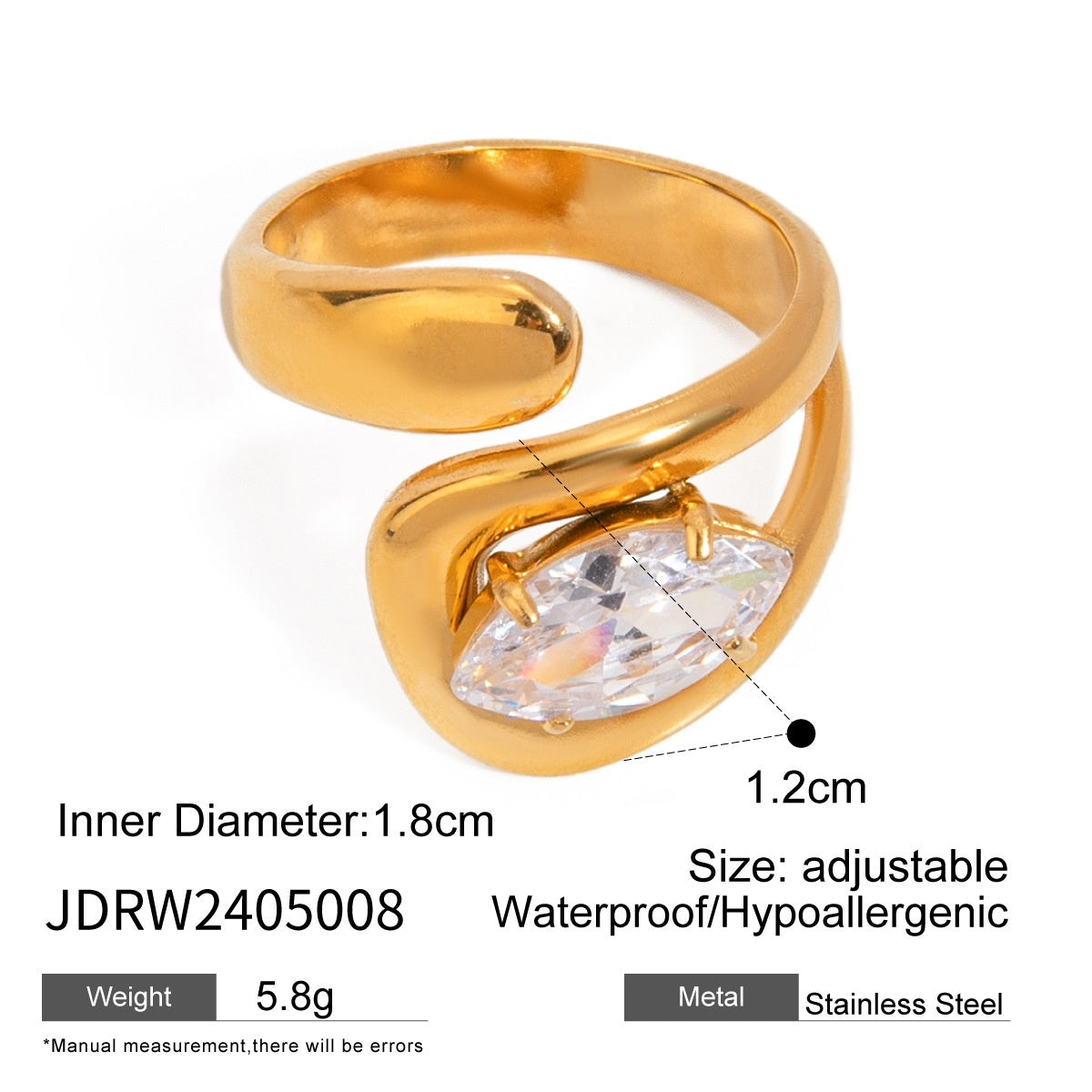 European And American Stainless Steel Diamond Ring Sense Special Interest Light Luxury