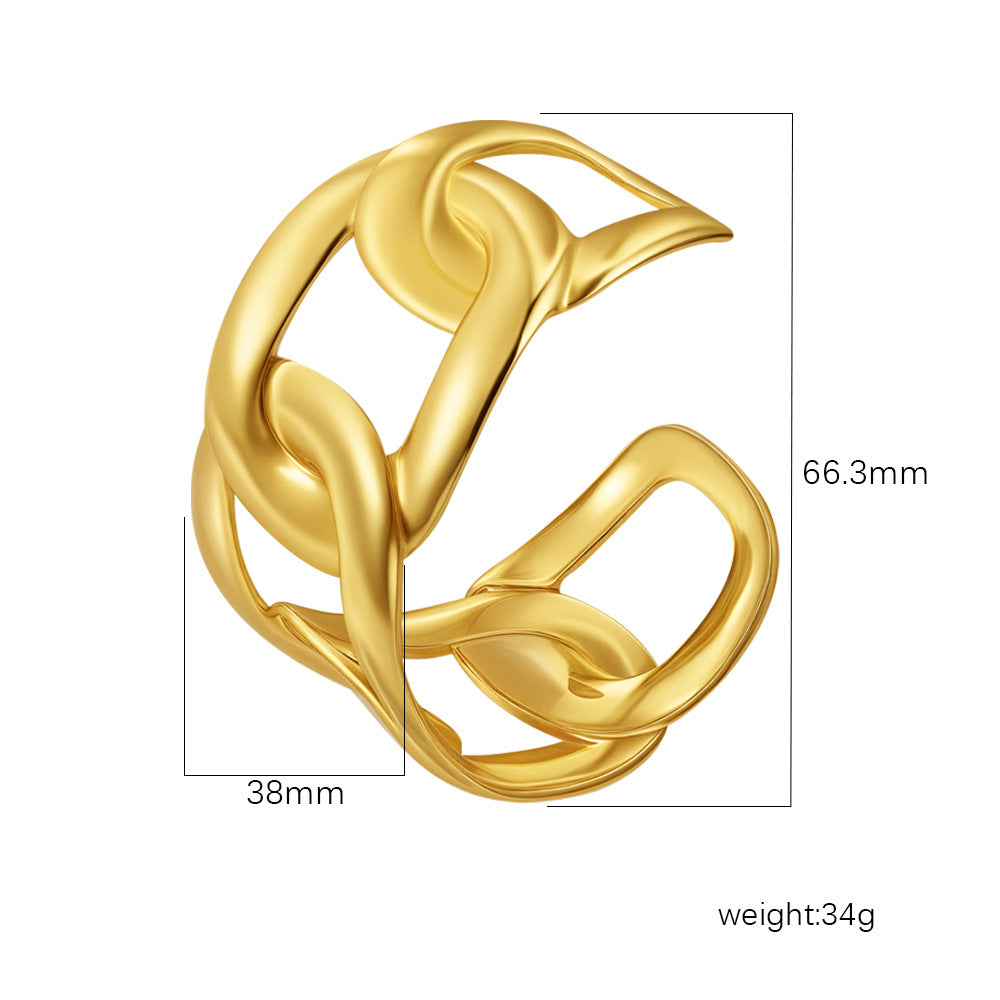 Women's Stainless Steel High-grade C- Shaped Oil Pressure Open-ended Bracelet