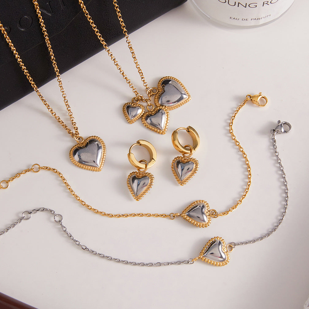 Stainless Steel Necklace Light-luxury Stud Earrings And High-end Titanium Steel Bracelet