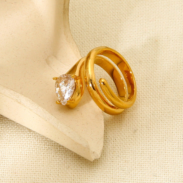 White Zircon Multi-layer Snake Ring