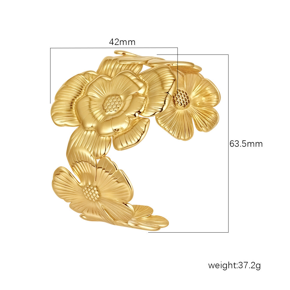 Women's Stainless Steel High-grade C- Shaped Oil Pressure Open-ended Bracelet