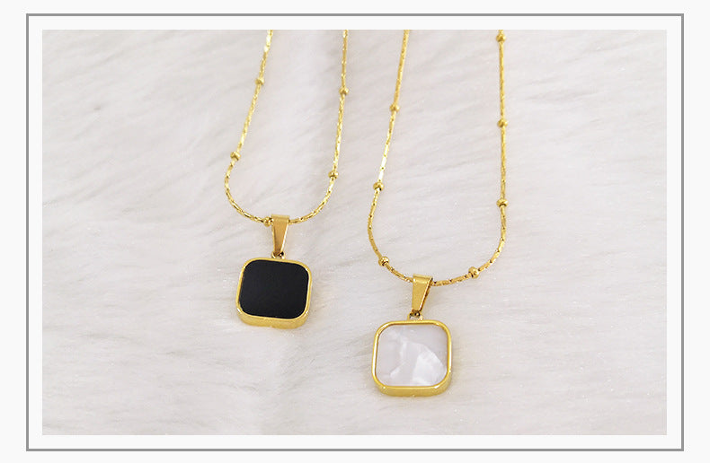 Titanium Fritillaria Small Square Necklace Pendant