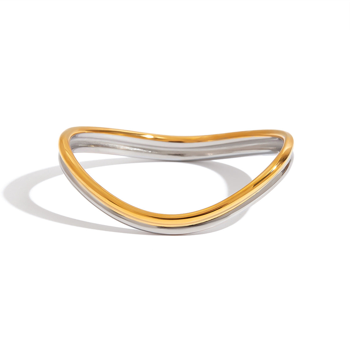 Gold And Silver Two-tone Double-layer Wave Stainless Steel Bracelet