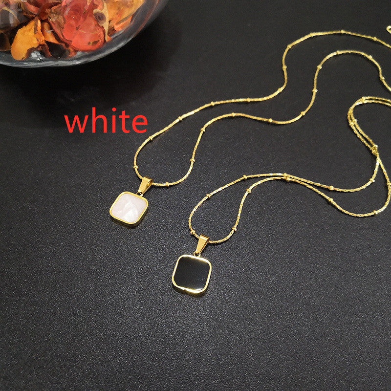 Titanium Fritillaria Small Square Necklace Pendant