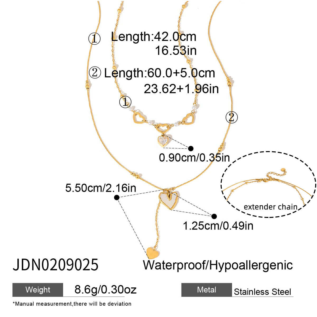 Womens Double-Layer Shell And Zircon Necklace For Layering