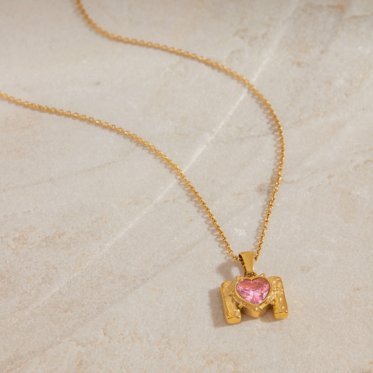 Stainless Steel Love Zircon Hammer M Letter Pendant