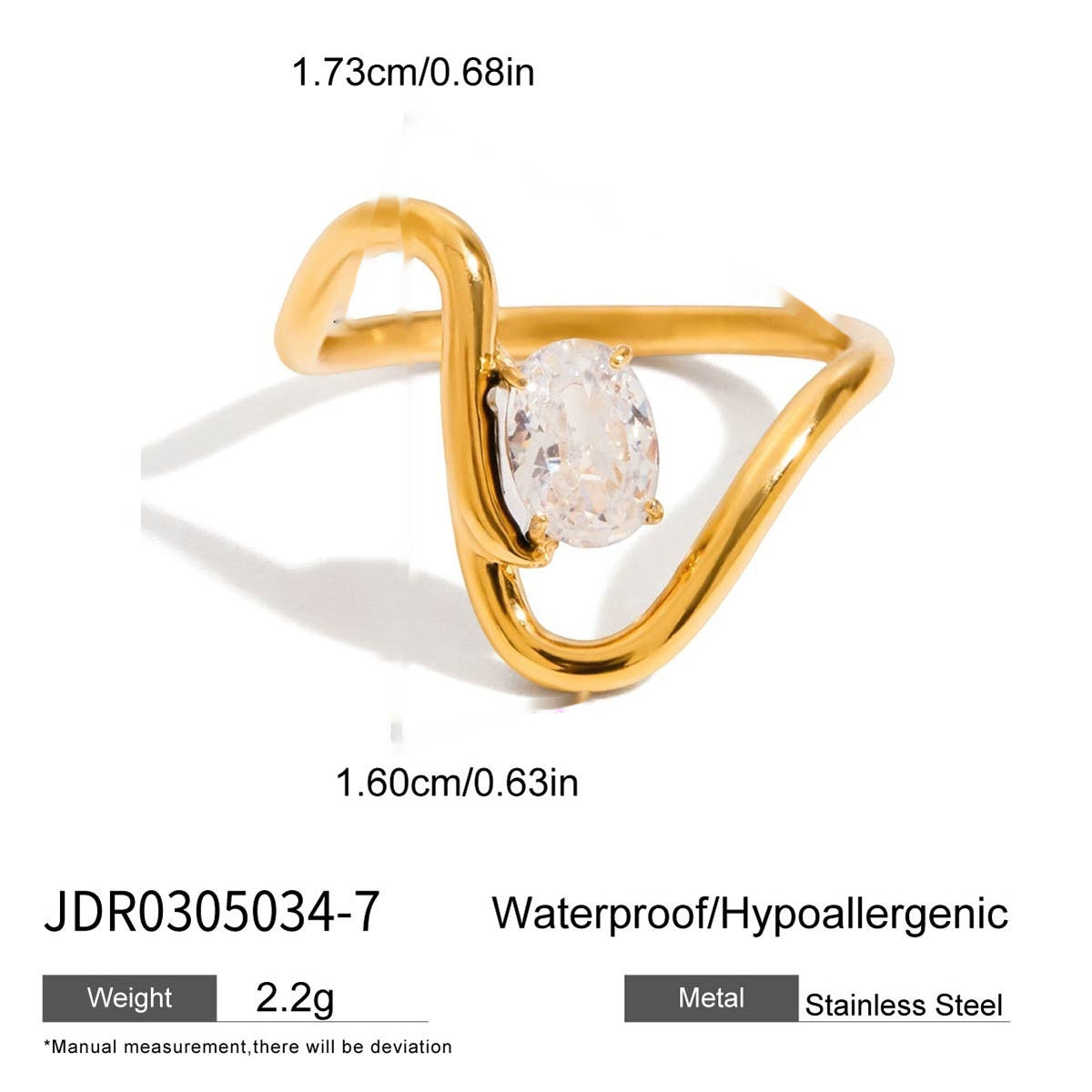 European And American Zircon Ring Titanium Steel No Fading