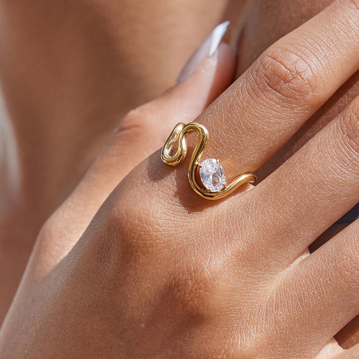 European And American Zircon Ring Titanium Steel No Fading