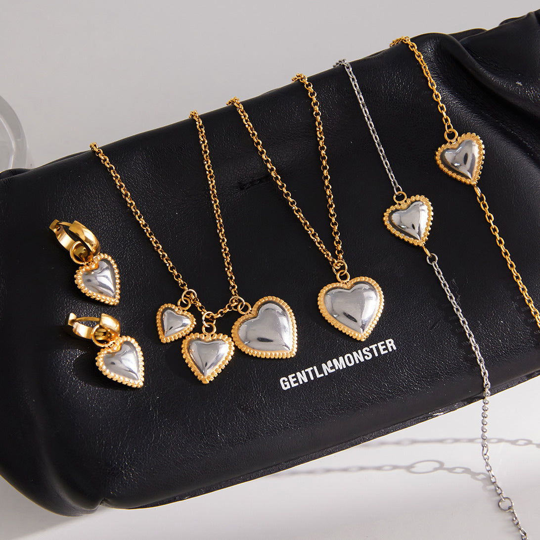 Stainless Steel Necklace Light-luxury Stud Earrings And High-end Titanium Steel Bracelet