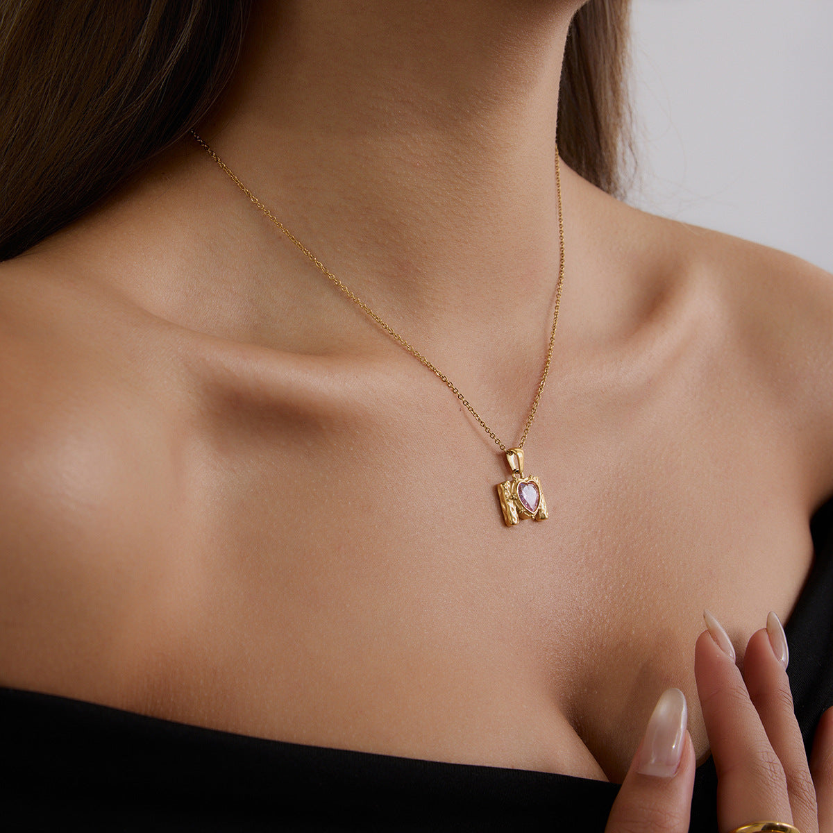 Stainless Steel Love Zircon Hammer M Letter Pendant