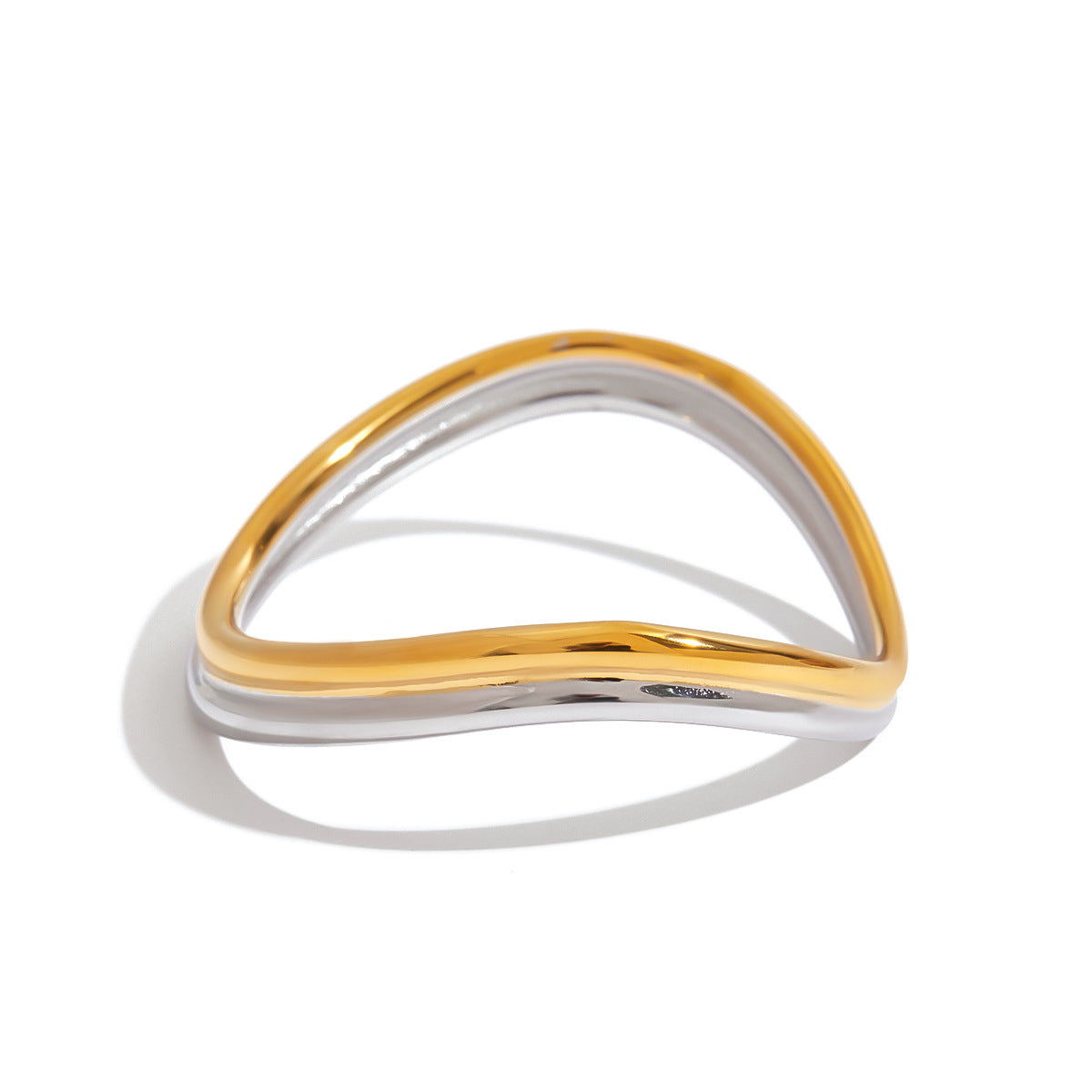 Gold And Silver Two-tone Double-layer Wave Stainless Steel Bracelet