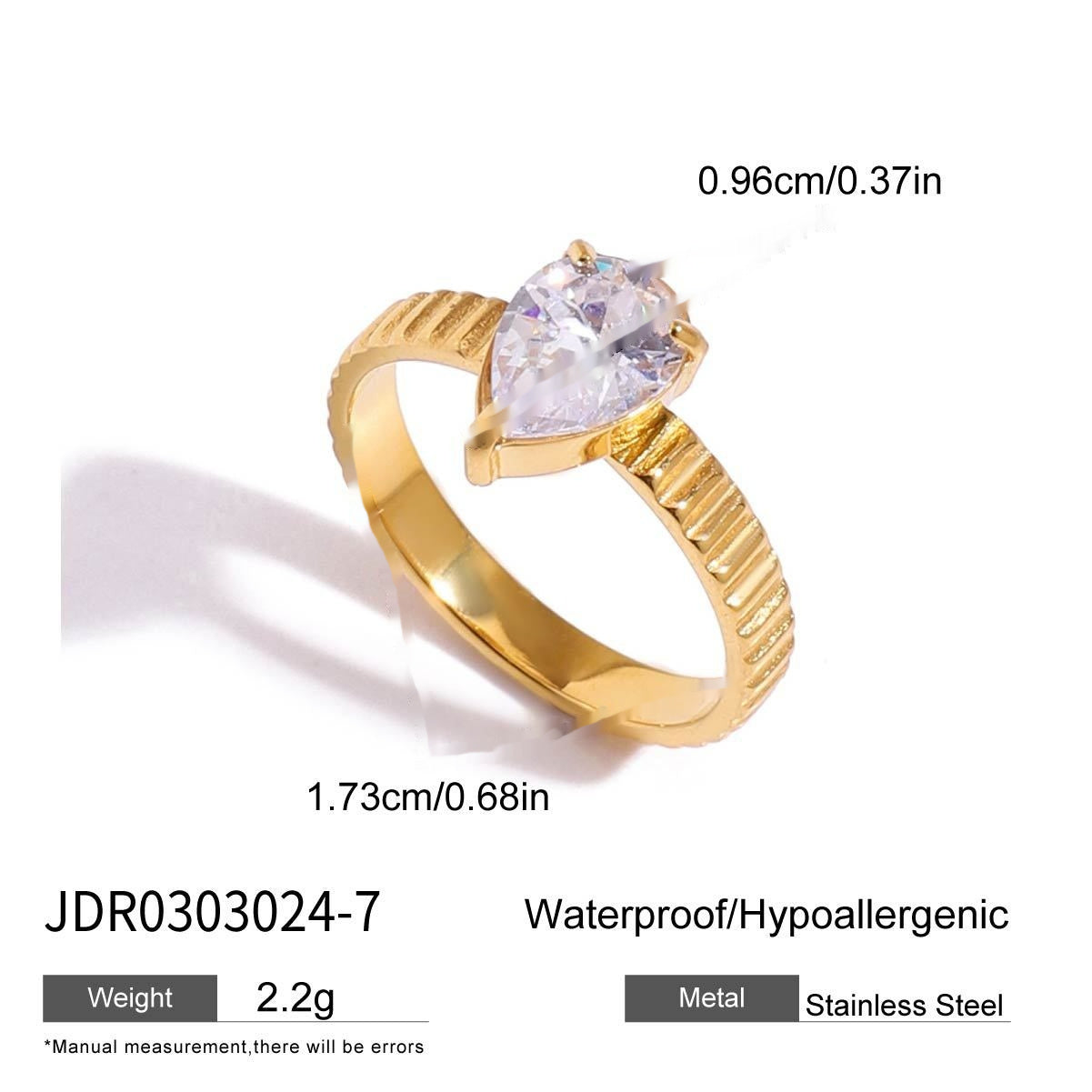 European And American Zircon Ring Titanium Steel No Fading