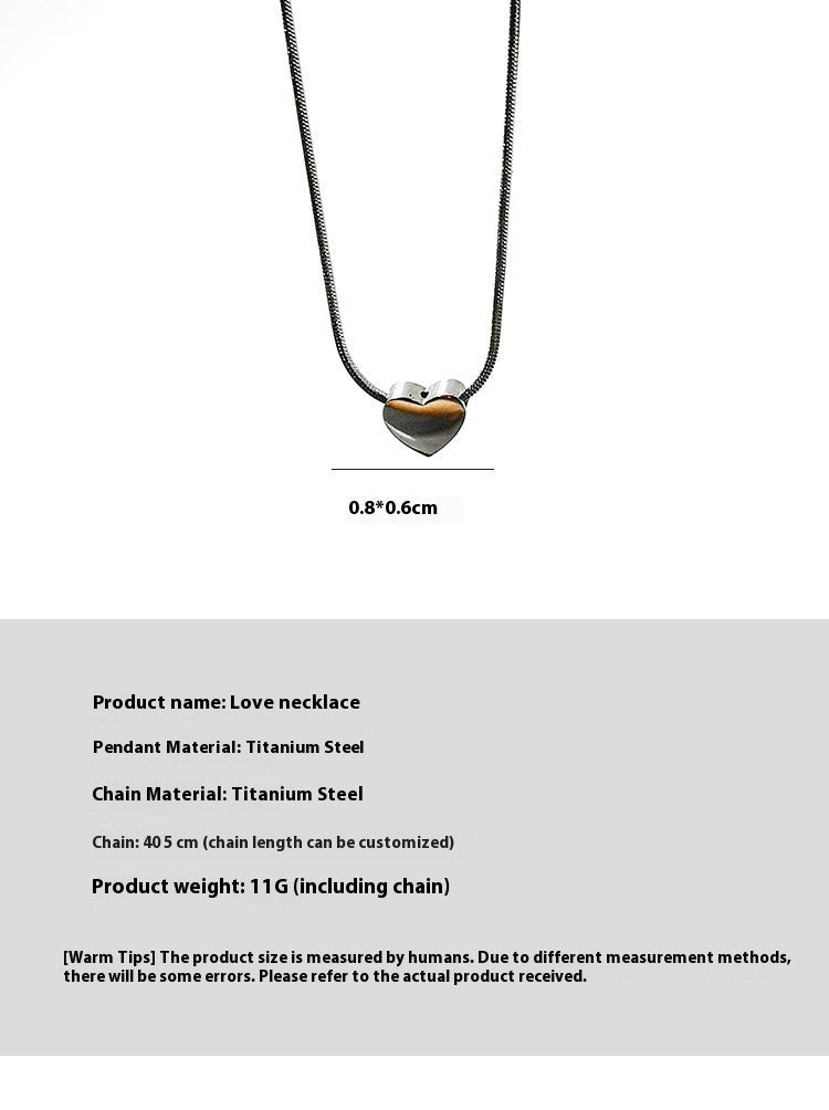 Women's Light Luxury And Simplicity Cold Style Accessories Titanium Steel Heart Necklace