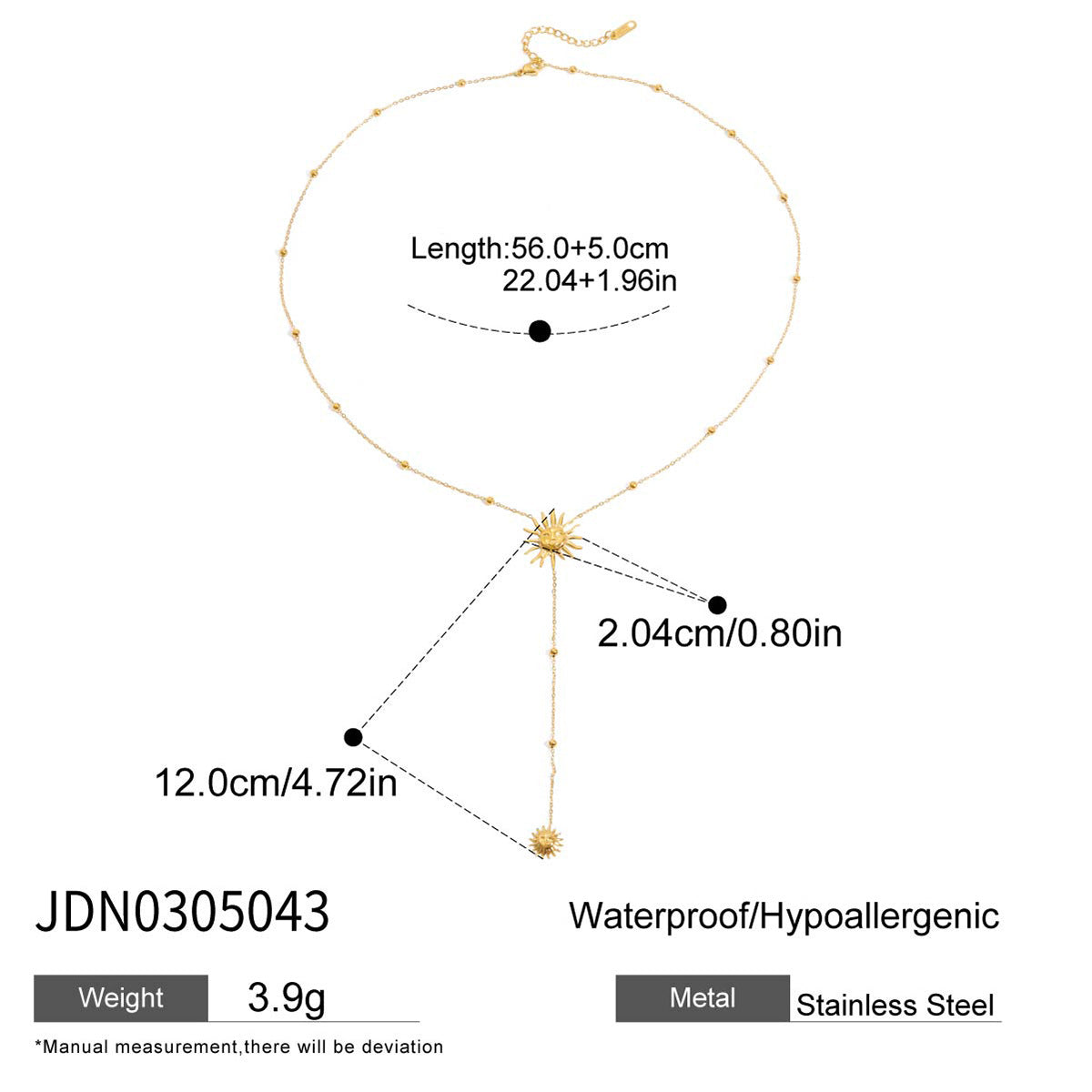 Sun Y-shaped Chain Long Necklace Light Luxury With A Premium High-end Vibe