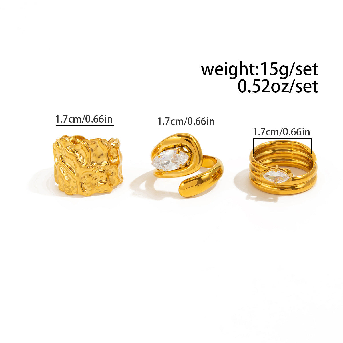 Small-batch Metallic Glossy Ring Set With An Open Design Popular In Europe And The US