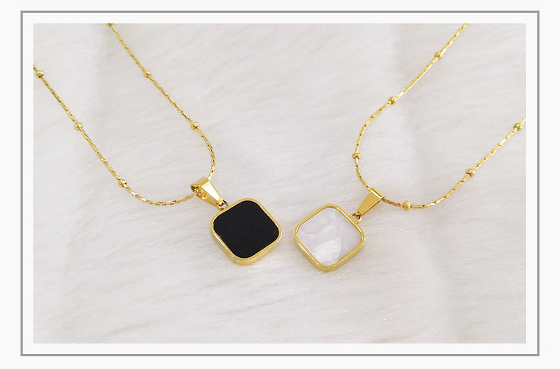 Titanium Fritillaria Small Square Necklace Pendant