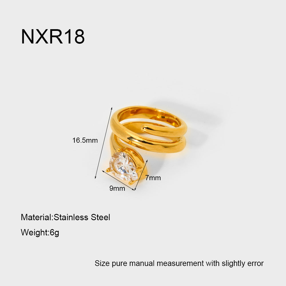 White Zircon Multi-layer Snake Ring