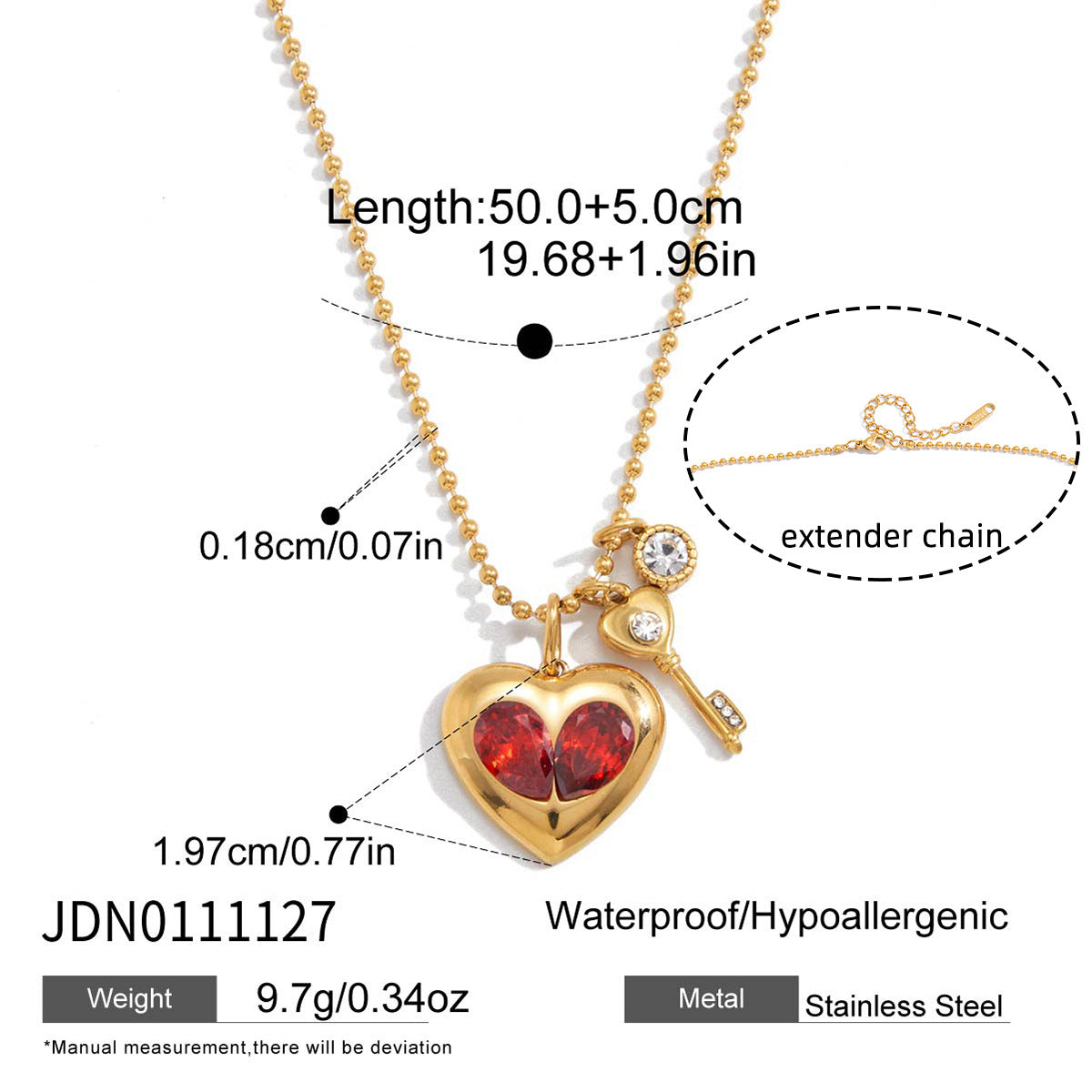 Womens Lightweight Luxury Titanium Steel Necklace With A Heart-shaped Zircon Charm