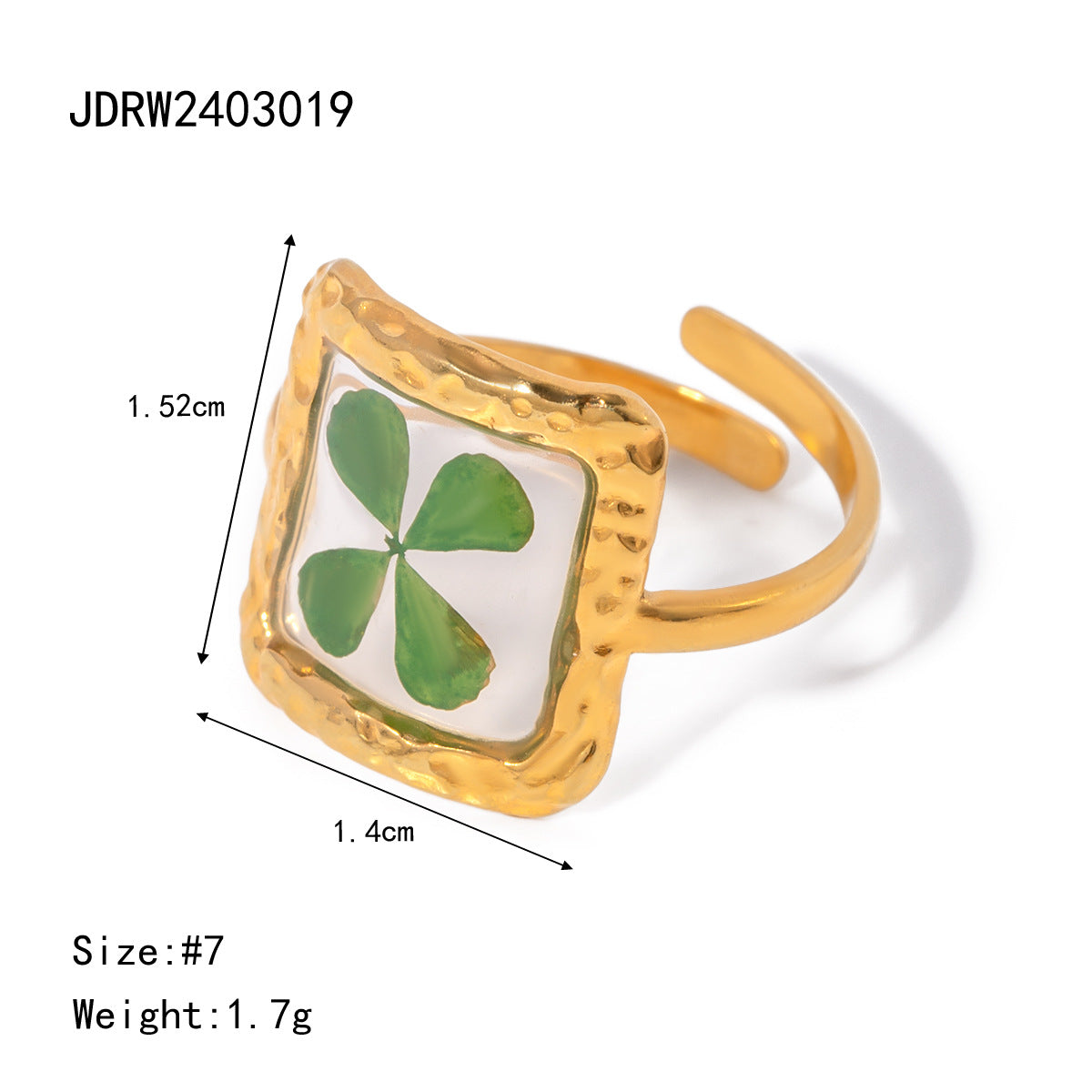 Stainless Steel Round Preserved Flower Orange Ring