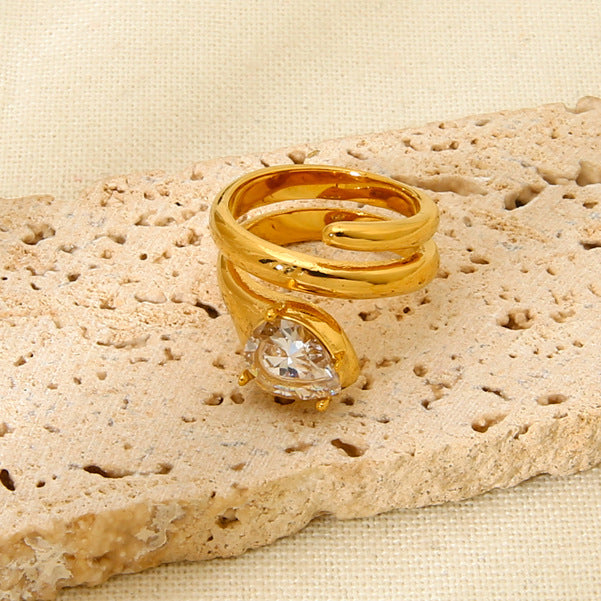 White Zircon Multi-layer Snake Ring