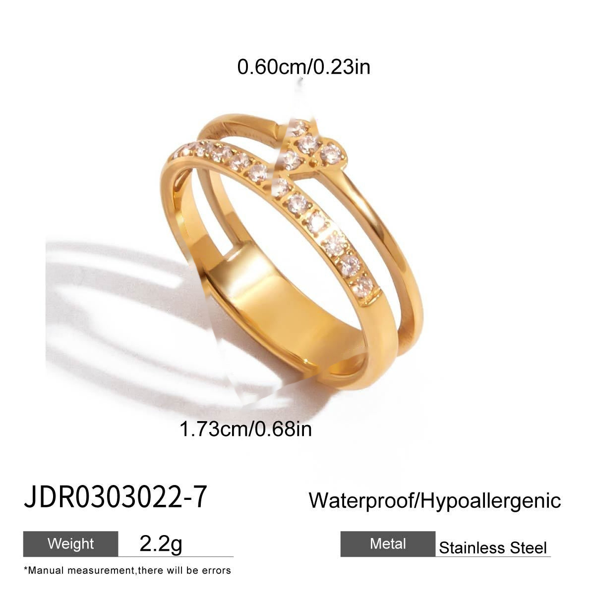 European And American Zircon Ring Titanium Steel No Fading