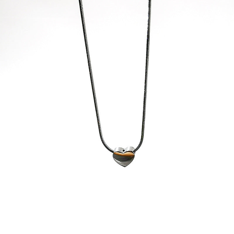 Women's Light Luxury And Simplicity Cold Style Accessories Titanium Steel Heart Necklace