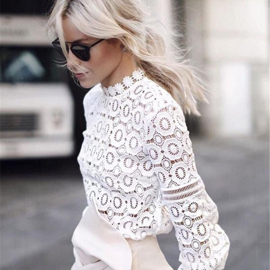 Bellissima Lattice Lace Blouse - Black or White watereverysunday