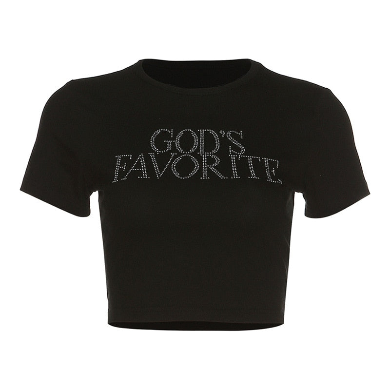 Ethel Sequin God's Favorite Cropped T-Shirt