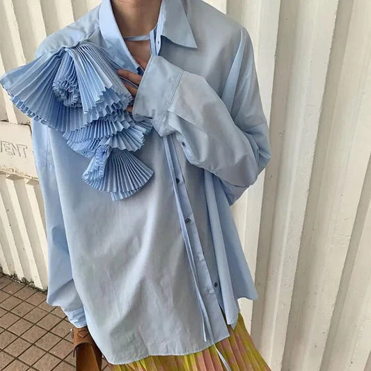 Katla Flower Corsage Shirt Blouse watereverysunday