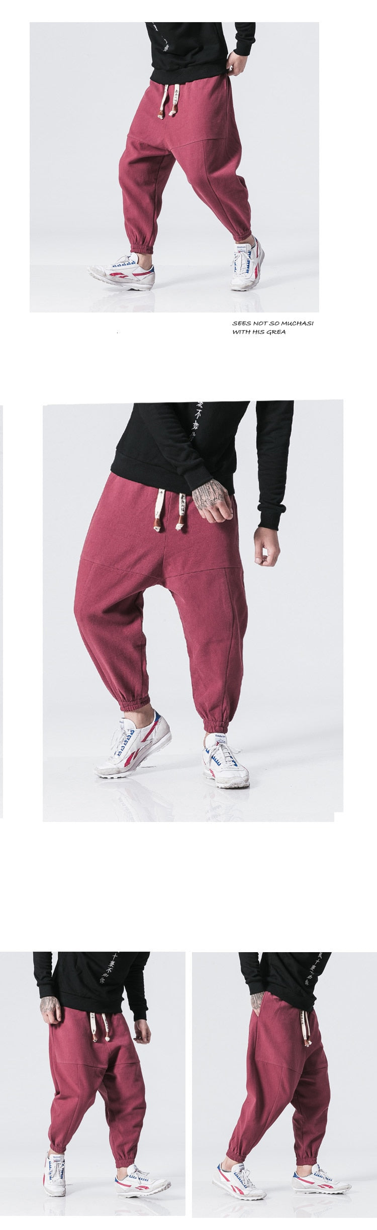 Casual Cotton Linen Trousers Casual Solid Male Fleece Harem Pants Oversize Men Women Winter Warm Jogger Pants