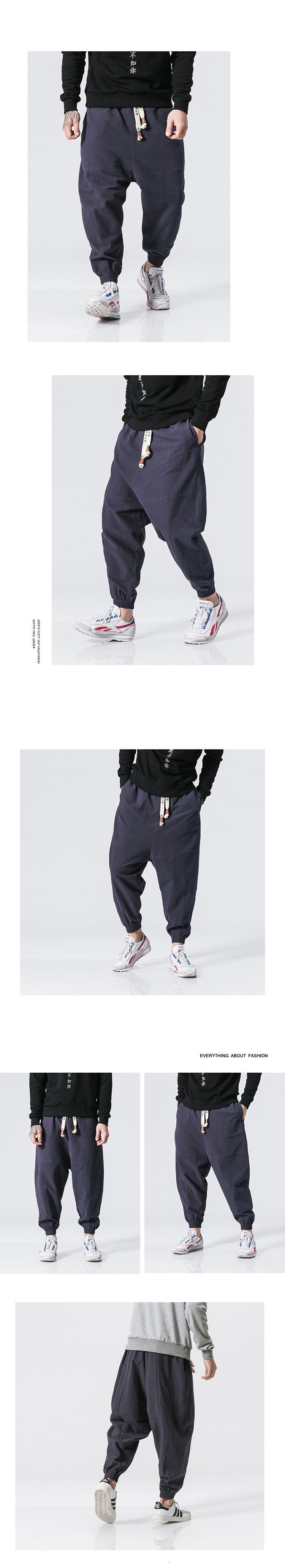 Casual Cotton Linen Trousers Casual Solid Male Fleece Harem Pants Oversize Men Women Winter Warm Jogger Pants