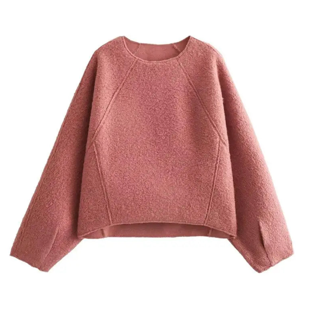 Cassi Pink Woolen Boulce Sweatshirts