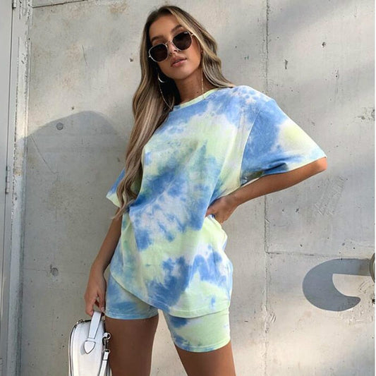 Women Tie Dye Print Tracksuit Set