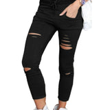 High Waist Pencil Pants Ripped Skinny Leggings